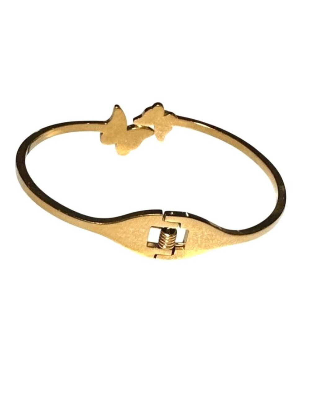 Vintage Butterfly Hinged Cuff Bracelet Gold Tone Womens Costume Jewelry - Picture 6 of 6